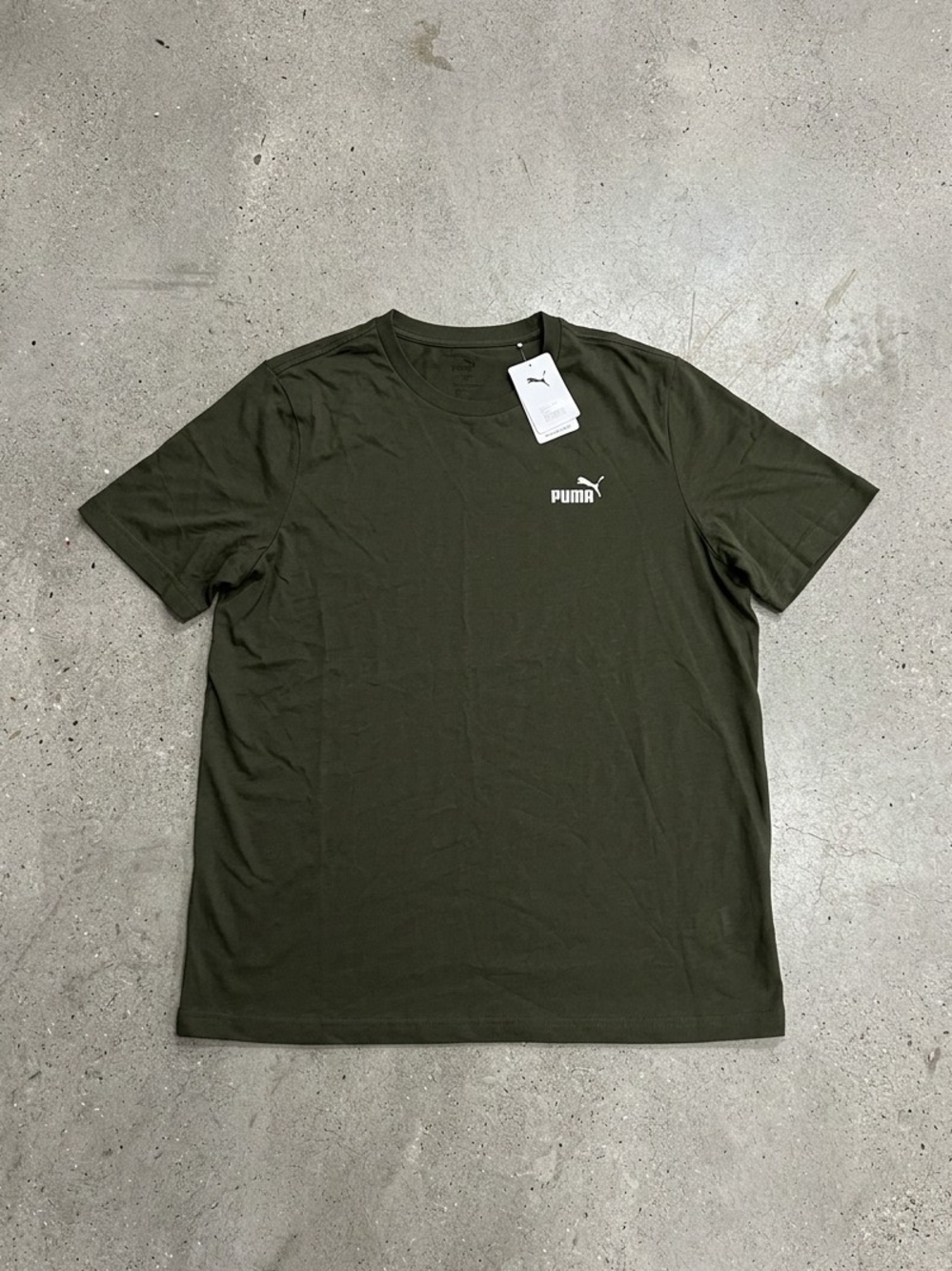 Puma Olive Green Short Sleeve Logo Tee Size XL